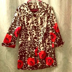 Floral poppy red black white jacket